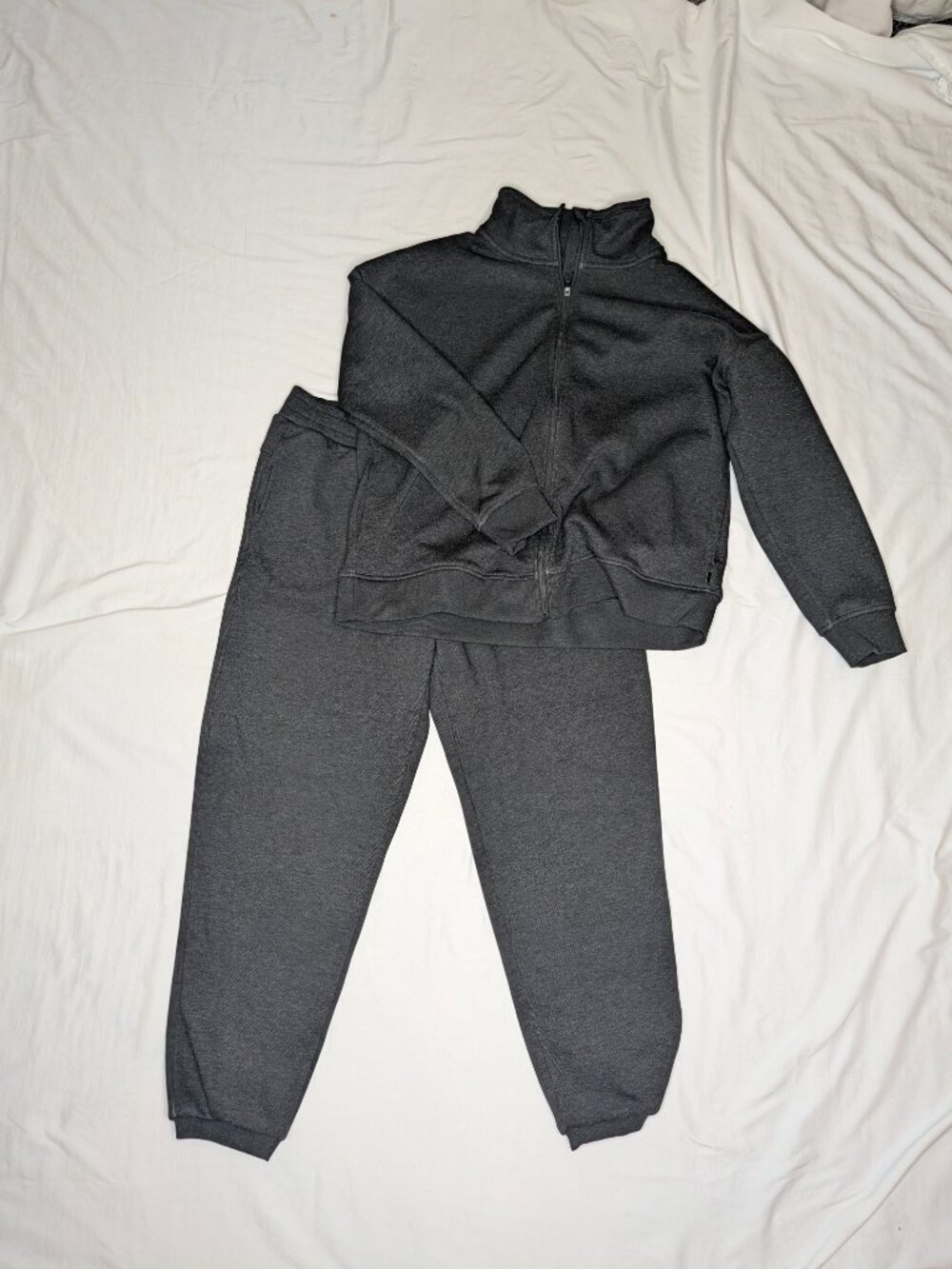 Mondetta Womens Dark Gray Fleece lined Jogger/Jacket Set, Size XL